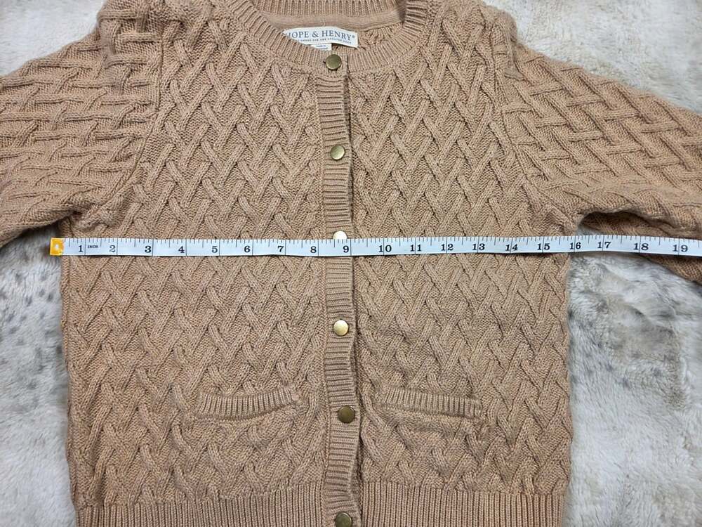 Hope & Henry Girls L 10/12 Herringbone Cable Knit Cardigan Organic Cotton - Picture 7 of 7